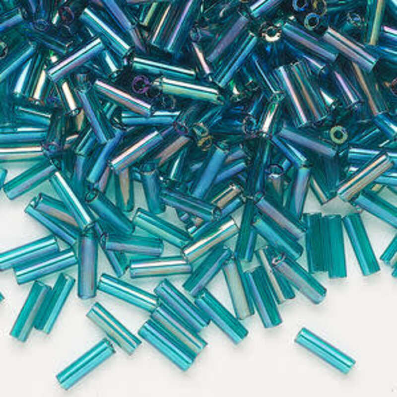 Preciosa Czech Bugle Bead #3 Loose TL RB Teal 50gm pkg.