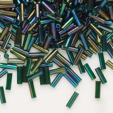 Preciosa Czech Bugle Bead #3 Loose TL RB Dark Green 50gm pkg.