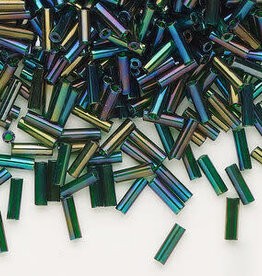 Preciosa Czech Bugle Bead #3 Loose TL RB Dark Green 50gm pkg.