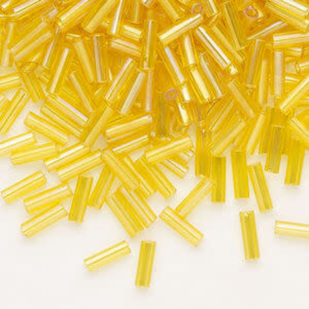Preciosa Czech Bugle Bead #3 Loose TL RB Yellow Amber 50gm pkg.