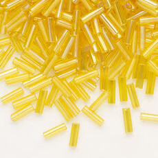 Preciosa Czech Bugle Bead #3 Loose TL RB Yellow Amber 50gm pkg.