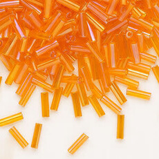 Preciosa Czech Bugle Bead #3 Loose TL RB Orange 50gm pkg.