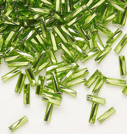 Preciosa Czech Bugle Bead TD #3 Loose SL Lime 50gm pkg.