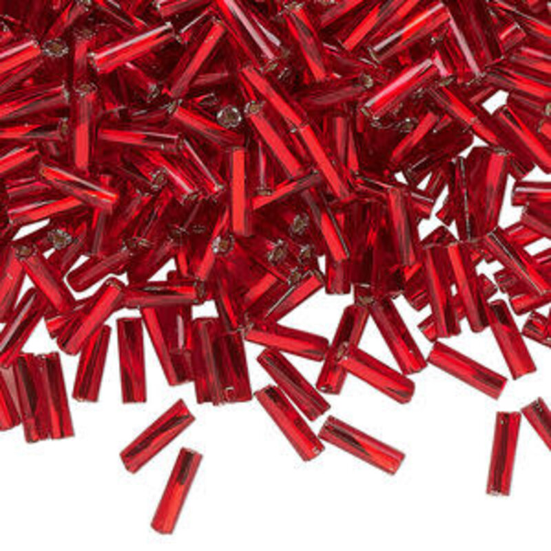 Preciosa Czech Bugle Bead TD #3 Loose SL Red 50gm pkg.