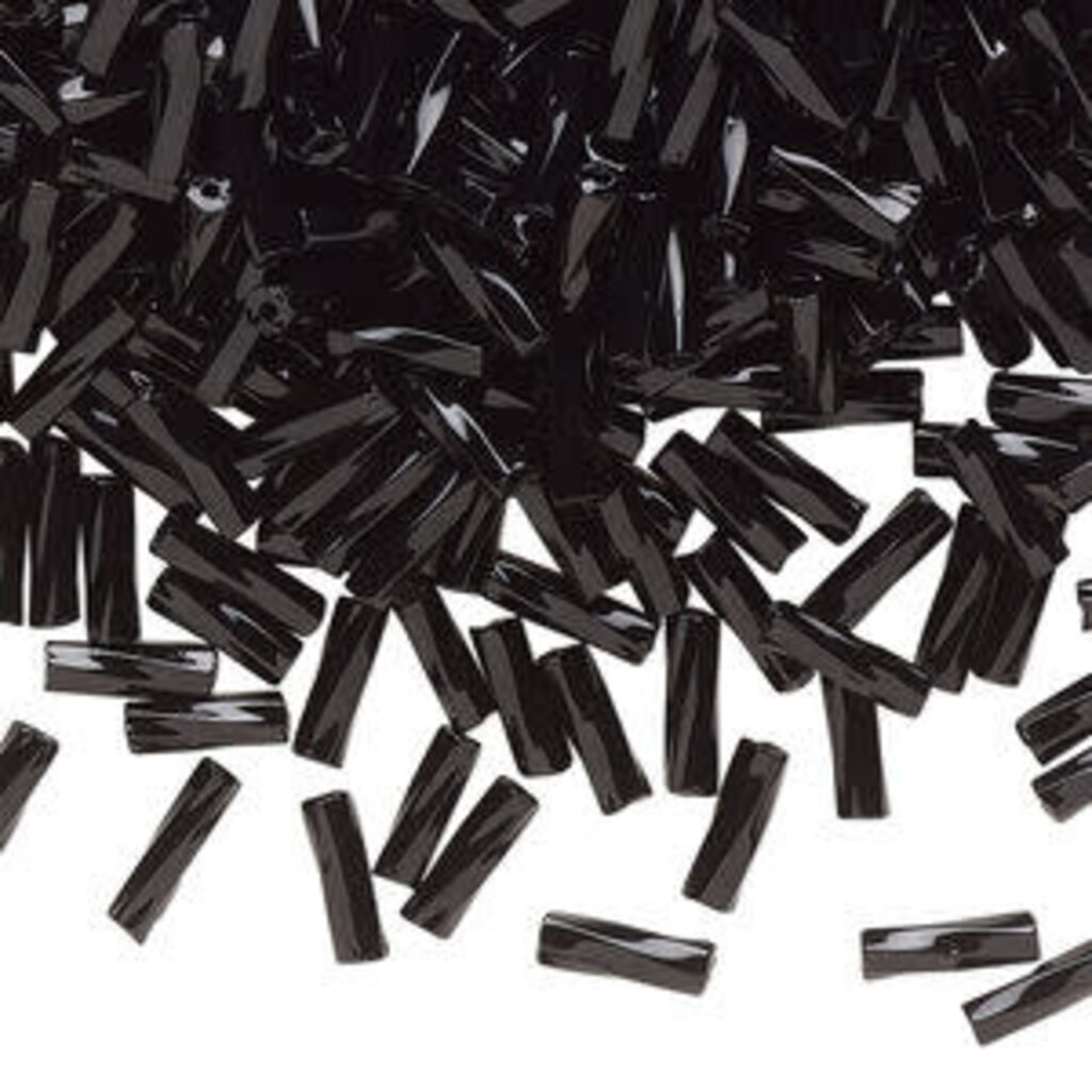 Preciosa Czech Bugle Bead TD #3 Loose Hematite OPQ Black  50gm pkg.