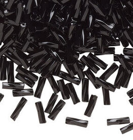 Preciosa Czech Bugle Bead TD #3 Loose Hematite OPQ Black  50gm pkg.