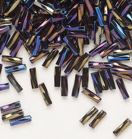 Preciosa Czech Bugle Bead TD #3 Loose Rainbow OPQ Black  50gm pkg.