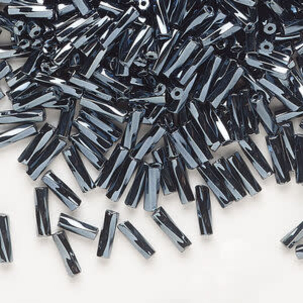 Preciosa Czech Bugle Bead TD #3 Loose Hematite OPQ Black  50gm pkg.