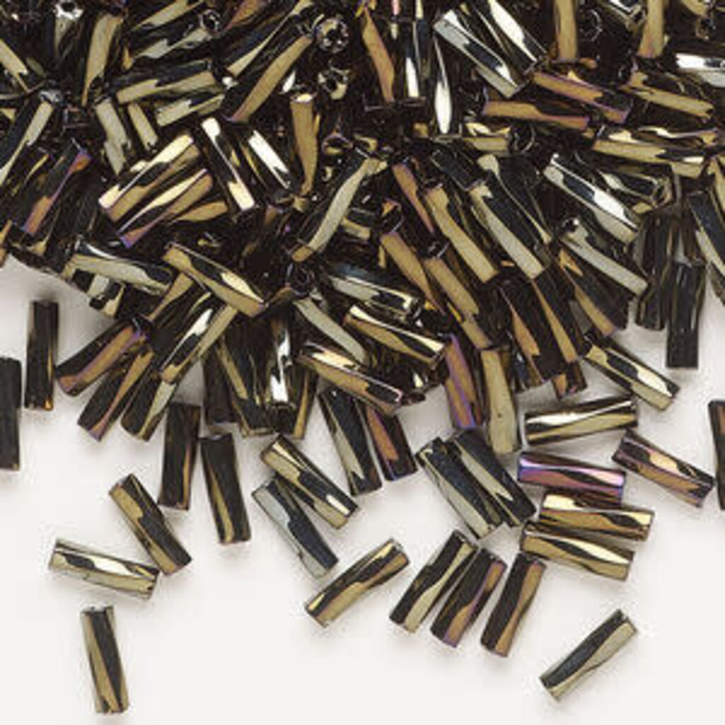 Preciosa Czech Bugle Bead TD #3 Loose Brown Iris OPQ Black  50gm pkg.