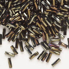 Preciosa Czech Bugle Bead TD #3 Loose Brown Iris OPQ Black  50gm pkg.