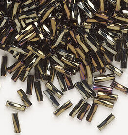 Preciosa Czech Bugle Bead TD #3 Loose Brown Iris OPQ Black  50gm pkg.