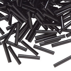 Preciosa Czech Bugle Bead 1/2" Loose OPQ Black 50gm pkg.