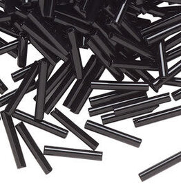 Preciosa Czech Bugle Bead 1/2" Loose OPQ Black 50gm pkg.