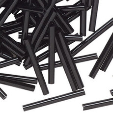 Preciosa Czech Bugle Bead 1" Loose OPQ Black 50gm pkg.