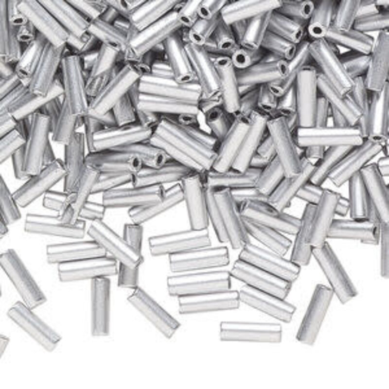 Preciosa Czech Bugle Bead #3 Loose SFT Silver Metallic 50gm pkg.
