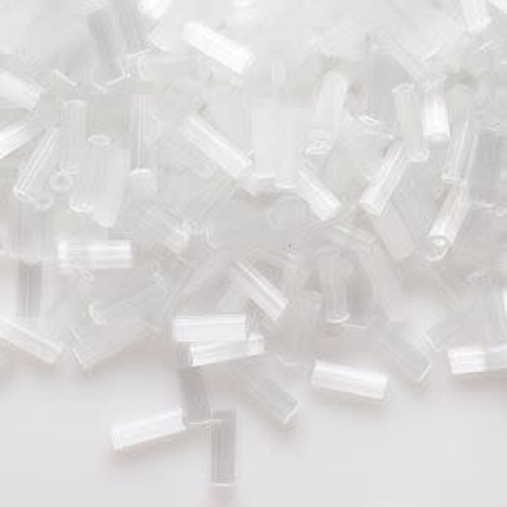 Preciosa Czech Bugle Bead #3 Loose OPQ White Satin 50gm pkg.