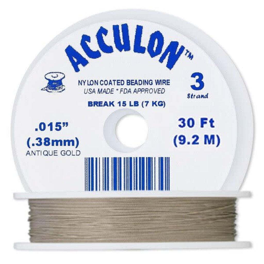 Acculon Acculon Nylon-Coated SS Beading Wire Antique Gold 0.015 30Ft.