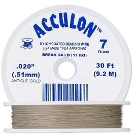 Acculon Acculon Nylon-Coated SS Beading Wire Antique Gold 0.020 30Ft.