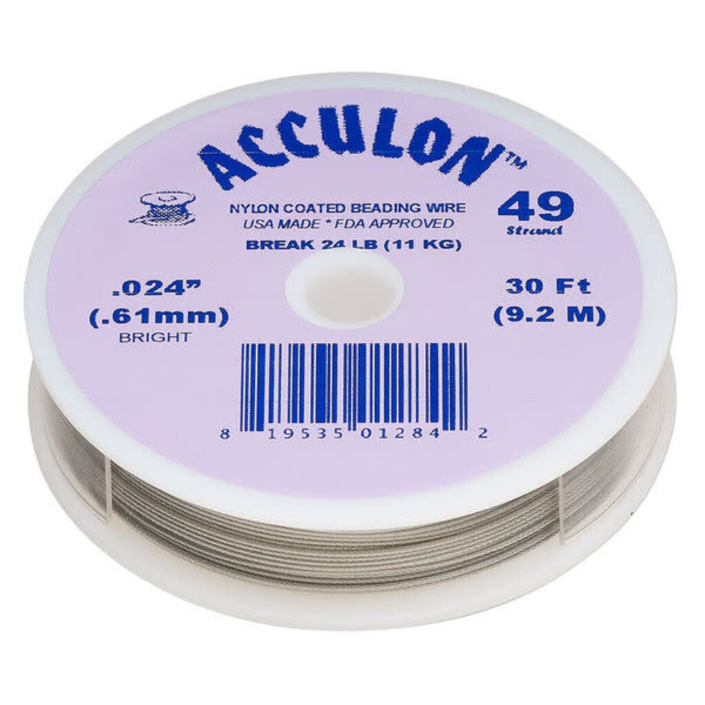 Acculon Acculon Nylon-Coated SS Beading Wire Bright 0.024 30Ft.