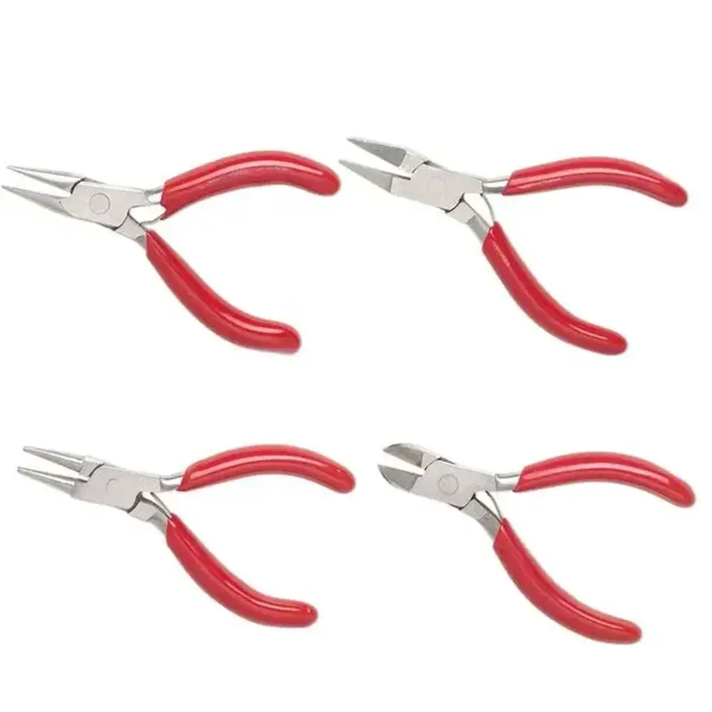EUROTOOL Eurotool Pliers Stainless Steel & PVC Red 3" 4-pcs Set