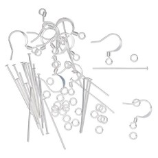 Earring Finding Assortment Silver Plated/Finished 60pc Set