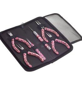 Pliers Stainless Steel Pink Camo 5-5.5" 6 piece set.