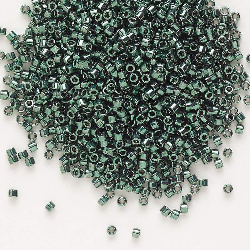 Miyuki Delica #11 Opaque Nickel Finished Dark Green DB0458 7.5gms