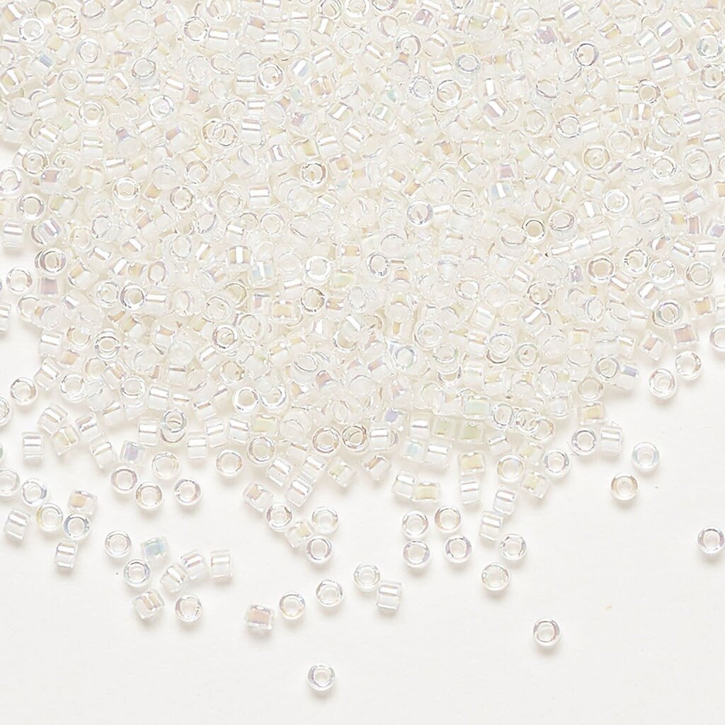 Miyuki Delica #11 Pale Peach-Lined Rainbow Crystal Db0052    7.5gms