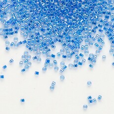 Miyuki Delica #11 Transparent  Color-Lined Rainbow Blue Db0077 7.5gms