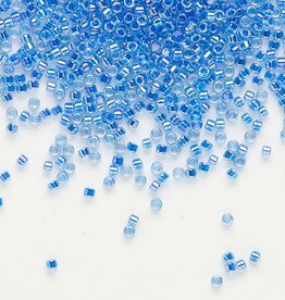 Miyuki Delica #11 Transparent  Color-Lined Rainbow Blue Db0077 7.5gms
