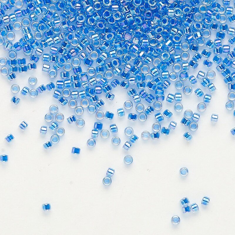 Miyuki Delica #11 Transparent  Color-Lined Rainbow Blue Db0077 7.5gms
