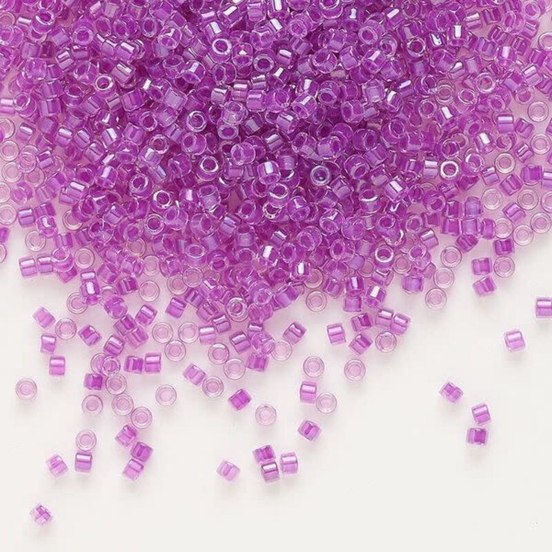 Miyuki Delica #11 TL Magenta-Lined Luster Crystal Clear Db0073 7.5gms