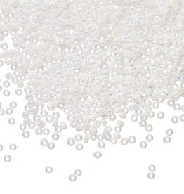 Miyuki #15 Rocaille Seed Bead OPQ Rainbow Chalk White 35 Grams