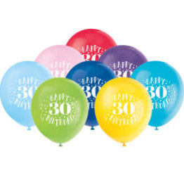 Happy 30th Birthday 12" Latex Balloons 8ct