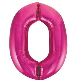 34" Hot Pink Number 0 Balloon