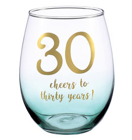30th Birthday Stemless 18oz Wine Glass
