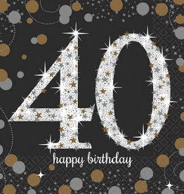 40th Birthday Beverage Napkins Sparkling Celebration