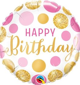 Happy Birthday Pink & Gold Foil Balloon 18"
