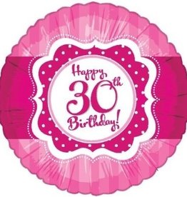 Pink Happy 30th Birthday Foil Balloon 18"