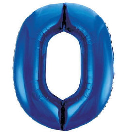 34" Blue Number 0 Balloon
