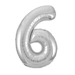 34” Silver Number 6  Balloon