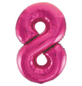 34" Hot Pink Number 8 Balloon