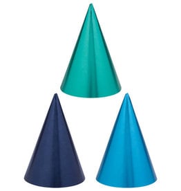 Metallic Shades of Blue Party Hats 12ct