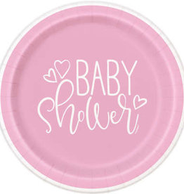 Pink Hearts Baby Shower 9" Dinner Plates 8ct