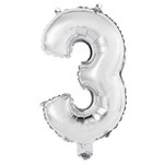 Silver Number 3 Balloon (14" Air Filled)