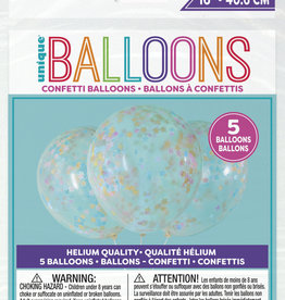 Confetti Balloons-Pink Blue & Gold Star Confetti 16" Latex, 5pk - Pre-Filled