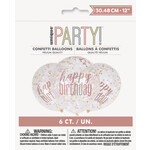 Confetti Balloons-Rose Gold Happy Birthday 12"Latex, 6pk