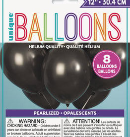 12" Latex Pearlized Balloons 8ct - Shadow Black