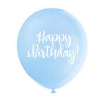 'Happy Birthday!' Script Baby Blue 12" Latex Singles