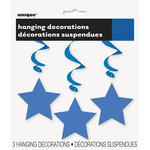 Royal Blue Star Hanging Decorations 3ct